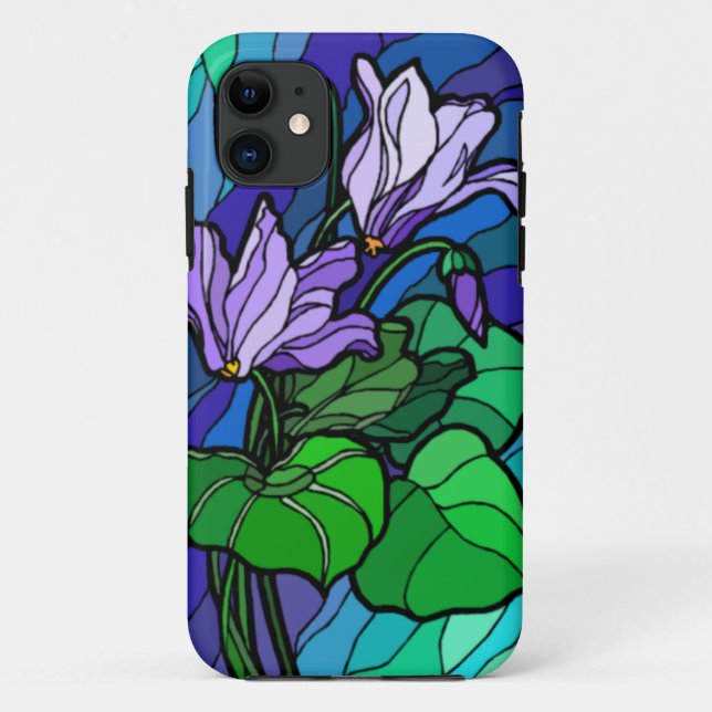 Coque en verre teint violet fleur iPhone 5G (Dos)