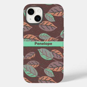Coque Feuille moderne Mint Green Orange et violet-