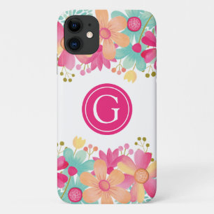 Coque initial personnalisé Iphone 11 Gouache Flora