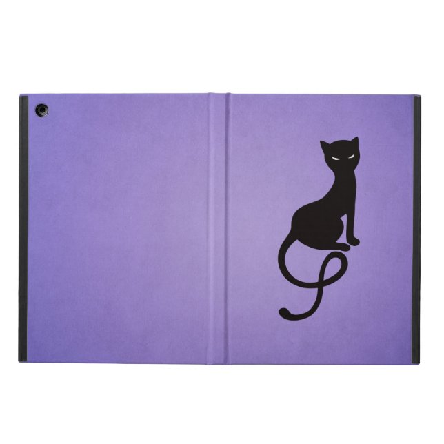 Coque iPad Air Folio de Chat noir pourpre Gracieux (Extérieur)