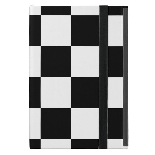 Coque iPad Mini Noir et blanc Checkered (Devant fermé)