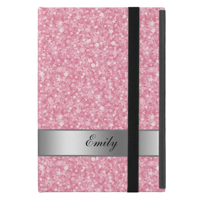 Coque iPad Mini Parties scintillant Blanche Et Rose (Devant fermé)