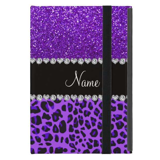 Coque iPad Mini parties scintillant violette de leopard pourpre (Devant fermé)