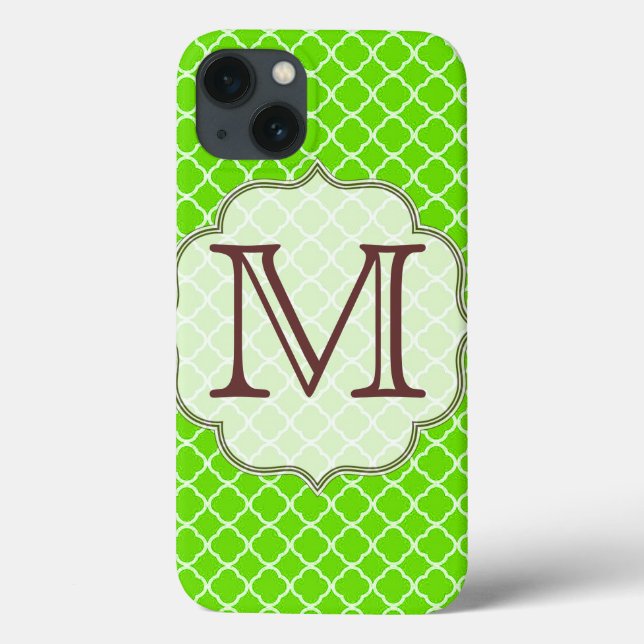 Coque ipad Monogramme en latti vert citron (Verso)