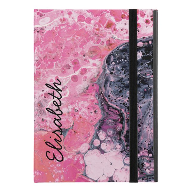Coque iPad Pro 9.7" Art Abstrait Avec Peinture Acrylique | Noir rose (Devant de près)
