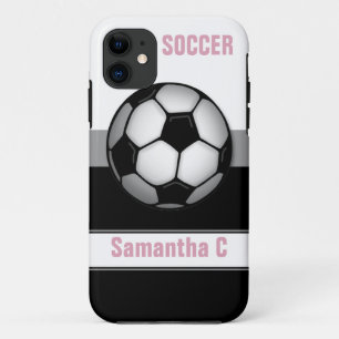 Coque iPhone 11 Coque de football moderne Ball rose personnalisé 