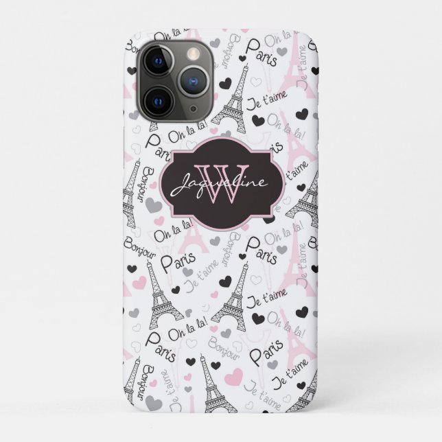 Coque iPhone 11 | Paris | Tour Eiffel | Coeurs (Dos)