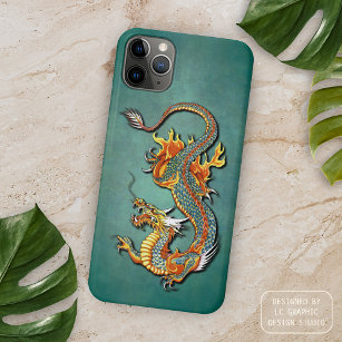 Coque iPhone 11 Pro Max Art de tatouage de dragon de feu coloré