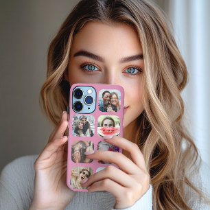 Coque iPhone 11Pro Max 7 Carré Photo Collage Modèle rose coque iphone
