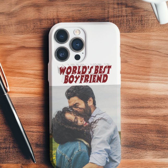 Coque iPhone 11Pro Max Boyfriend Photo avec coque iphone texte bordeaux (Créateur téléchargé)