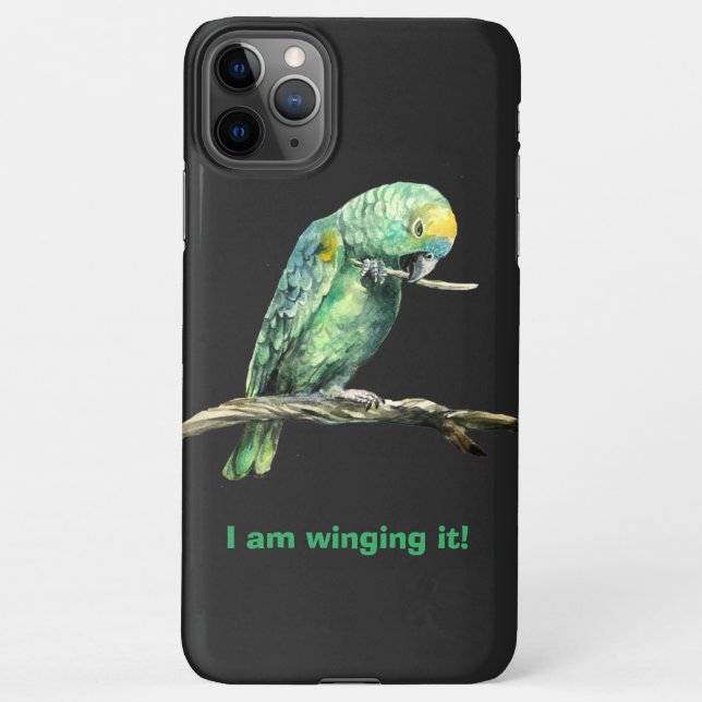 Coque iPhone 11Pro Max Coque iphone de perroquet vert (Dos)
