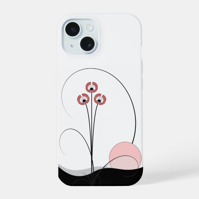 Coque Iphone 15 Ikebana et soleil levant (Verso)
