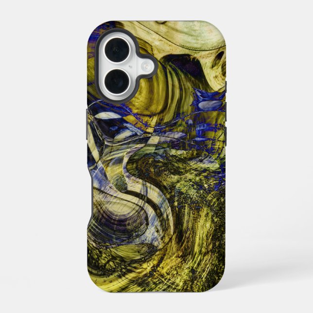 Coque iPhone 16 Abstrait vert olive d'Avignon (Verso)