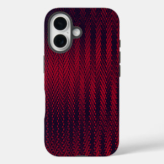 Coque iPhone 16 Abstraites bandes géométriques noir et rouge, Trip