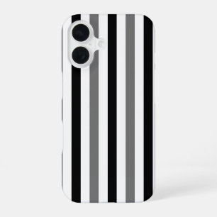 Coque iPhone 16 Ahs motif rayures noires et blanches 
