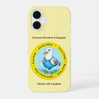 Coque iPhone 16 amusant été Splish Splash mouette déguisée