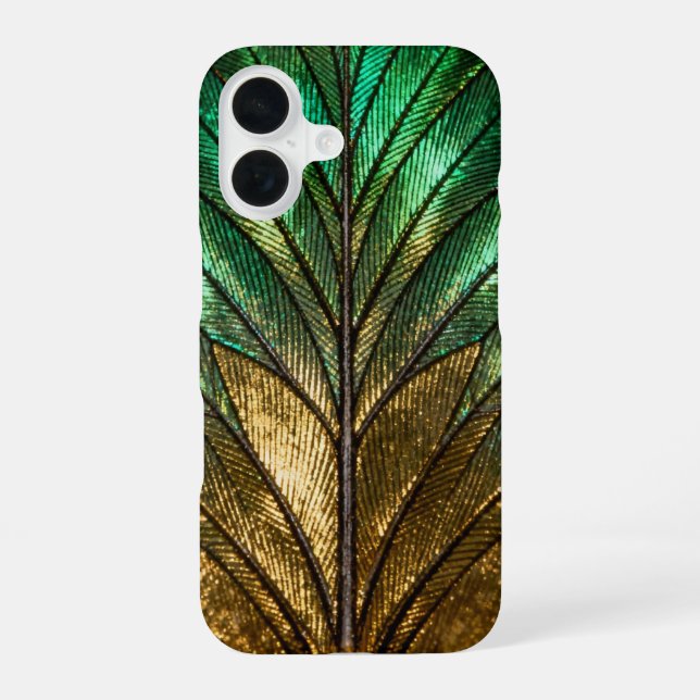 Coque iPhone 16 Anatomie d'une aile de papillon doré (Verso)