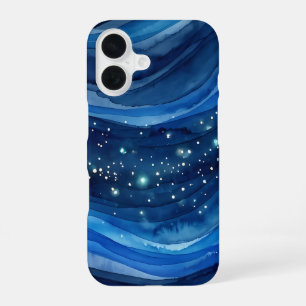 Coque iPhone 16 Aquarelle Bleu Cosmique Océan