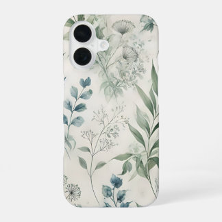 Coque iPhone 16 Aquarelle douce Motif botanique