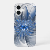Aquarelle gris bleu Abstrait Fractal Art Flower