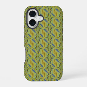 Coque iPhone 16 Arc-en-ciel bleu jaune dans un style rétro