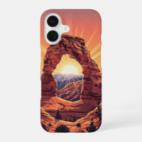 Arche rocheuse vintage au soleil couchant