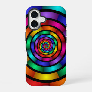 Coque iPhone 16 Arrondi et psychédélique coloré Art moderne fracta