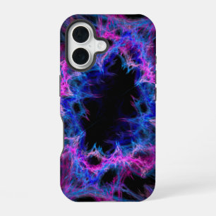 Coque iPhone 16 art abstrait rose et bleu