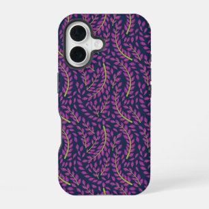 Coque iPhone 16 Art botanique harmonieux sur fond bleu foncé