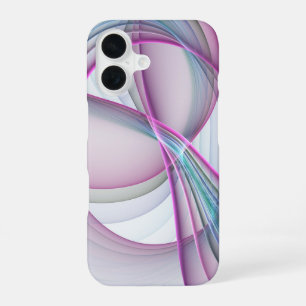 Coque iPhone 16 Art fractal abstrait coloré en mouvement, Moderne