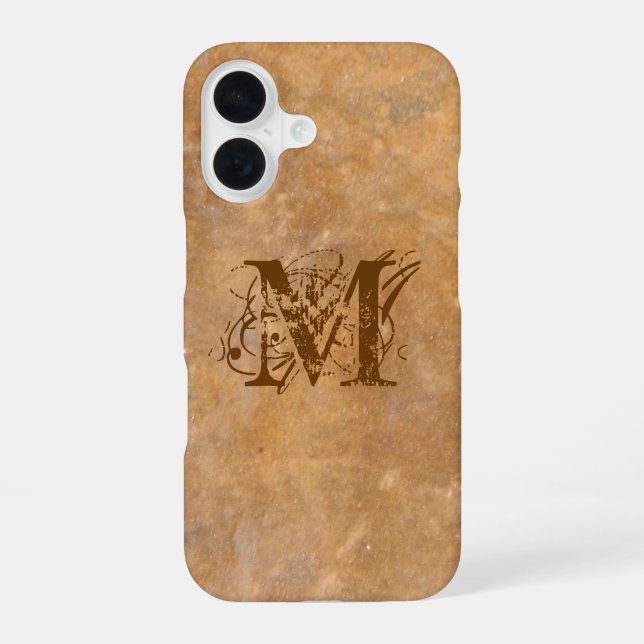 Coque iPhone 16 Aspect Initial Pierre Rustique (Verso)