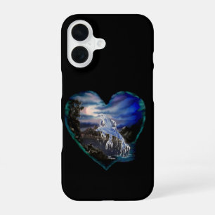 Coque iPhone 16 Baie à la nuit, Amour Dauphin