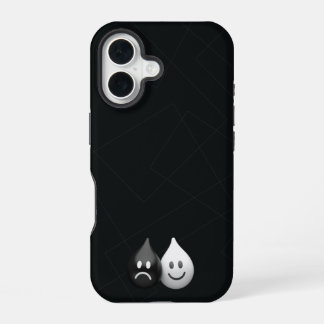 Coque iPhone 16 Baisses de dualité - Happy & Tristes émotions mini