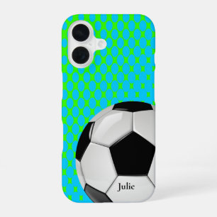 Coque iPhone 16 Balle de soccer personnalisée