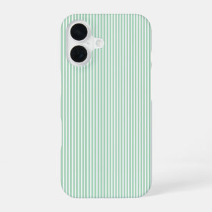 Coque iPhone 16 Bandes Minty - Vert clair pastel Minimaliste