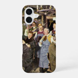 Coque iPhone 16 Bar à l'ancienne avec des gens qui célèbrent, une