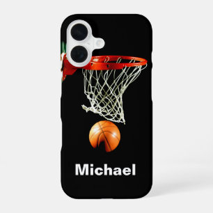 Coque iPhone 16 Basketball Remplacez par votre nom