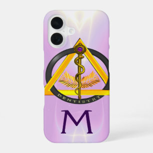 COQUE iPhone 16 BÂTON D'ASCLEPIOS DENTISTE DENTISTERIE MONOGRAMME