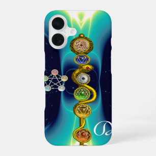 COQUE iPhone 16 BÂTON D'ASCLEPIUS 7 CHAKRAS, YOGA, ÉNERGIE SPIRITU