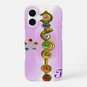 COQUE iPhone 16 BÂTON D'ASCLEPIUS 7 CHAKRAS, YOGA, ÉNERGIE SPIRITU