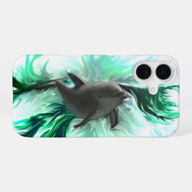 Coque iPhone 16 Bébé dauphin (Verso Horizontal)
