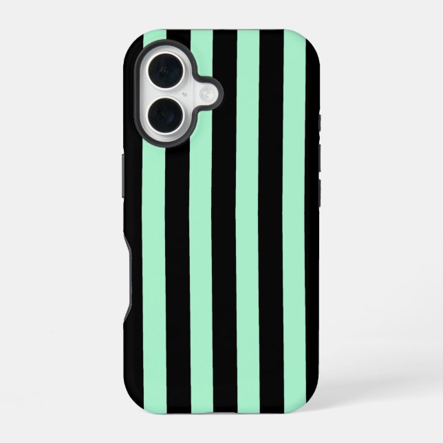 Coque iPhone 16 Black and Mint Green (Verso)