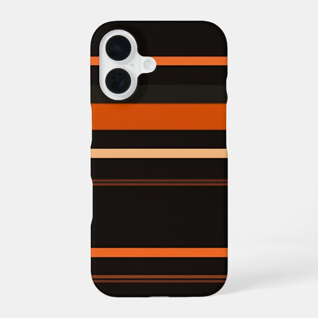 Coque iPhone 16 Black and Orange Bold Stripe Pattern (Verso)