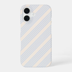 Coque iPhone 16 Bleu pâle et beige cinq rayures motif