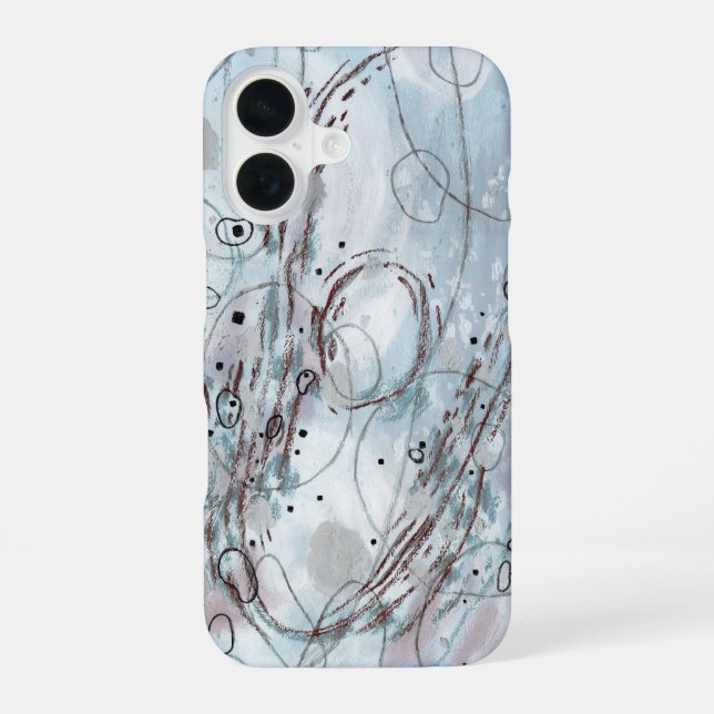 Coque iPhone 16 Blue Gray Contemporary Abstract Design (Verso)