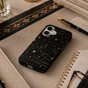 Coque iPhone 16 Boîtier téléphonique céleste Gold Starry Night