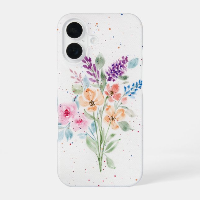 Coque iPhone 16 Boîtier téléphonique de bouquet d'aquarelle (Verso)