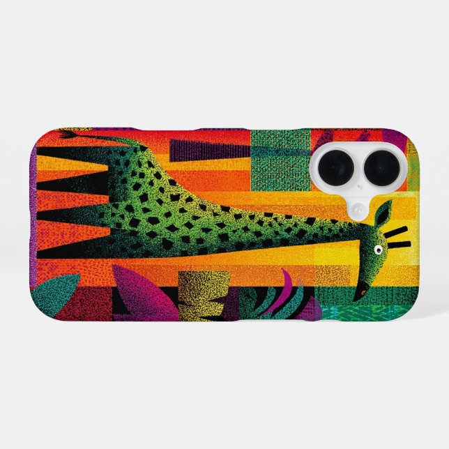 Coque iPhone 16 Boîtier téléphonique Jungle Pop Giraffe (Verso Horizontal)