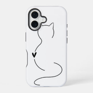 Coque iPhone 16 Boîtier téléphonique minimaliste pour chats Line A