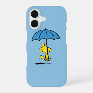 Coque iPhone 16 cacahuètes Parapluie bleu Woodstock